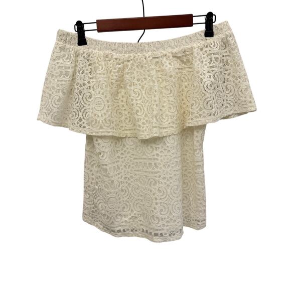 Jun & Ivy Cream White Off The Should Lace Blouse Size Women's XS - Picture 1 of 4